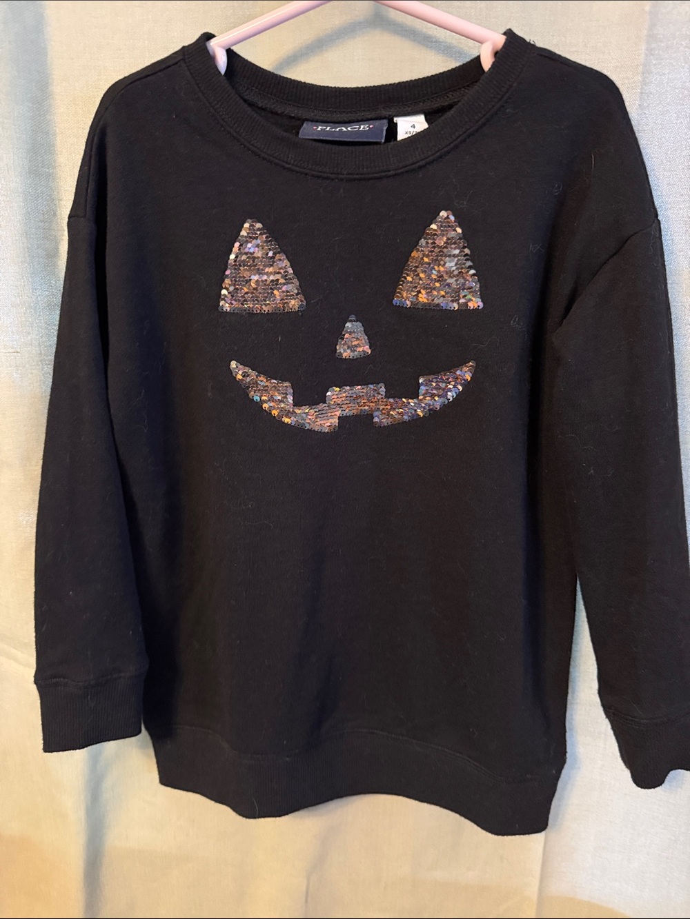 The Children's Place Black Sequin Jack-O'-Lantern Pullover